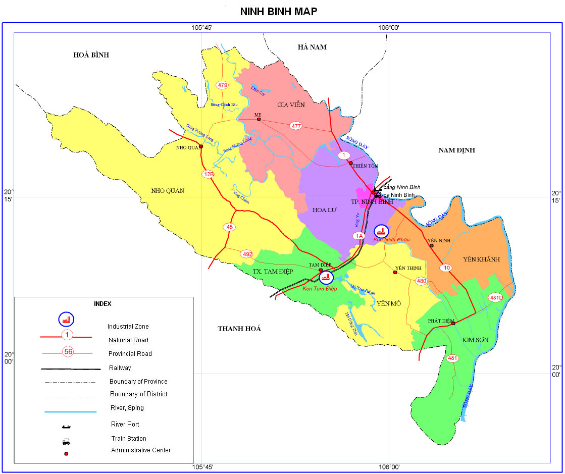 Ninh Binh Map – Ninh Binh Route Map: Trang An, Bai Dinh, Thung Nham
