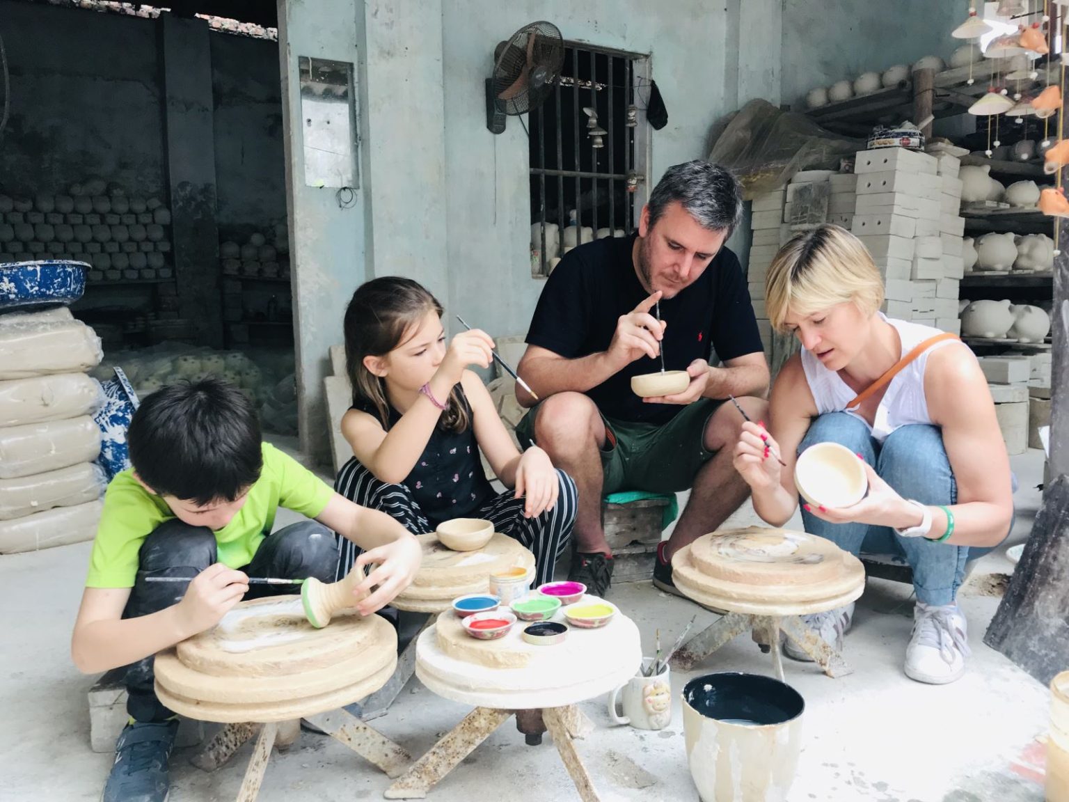 People participating in Pottery-Making at Bat Trang Village